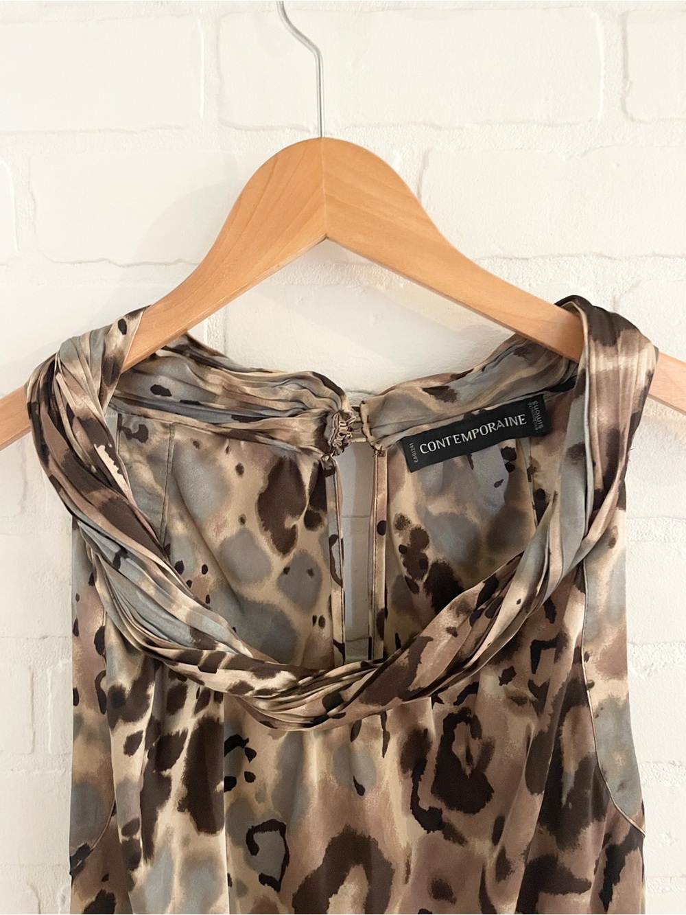 Y2K Mob Wife Animal Print Satin Longline Blouse/micro dress Lettuce Hem Sz XL - Picture 5 of 15